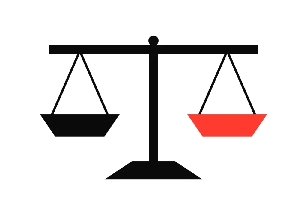 Illustration of a balance scale, bookmaker against betting exchange