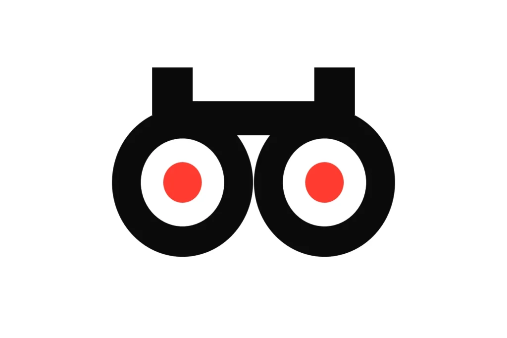 A pair of binoculars with red lenses, watching racing on a stream that runs behind the live prices